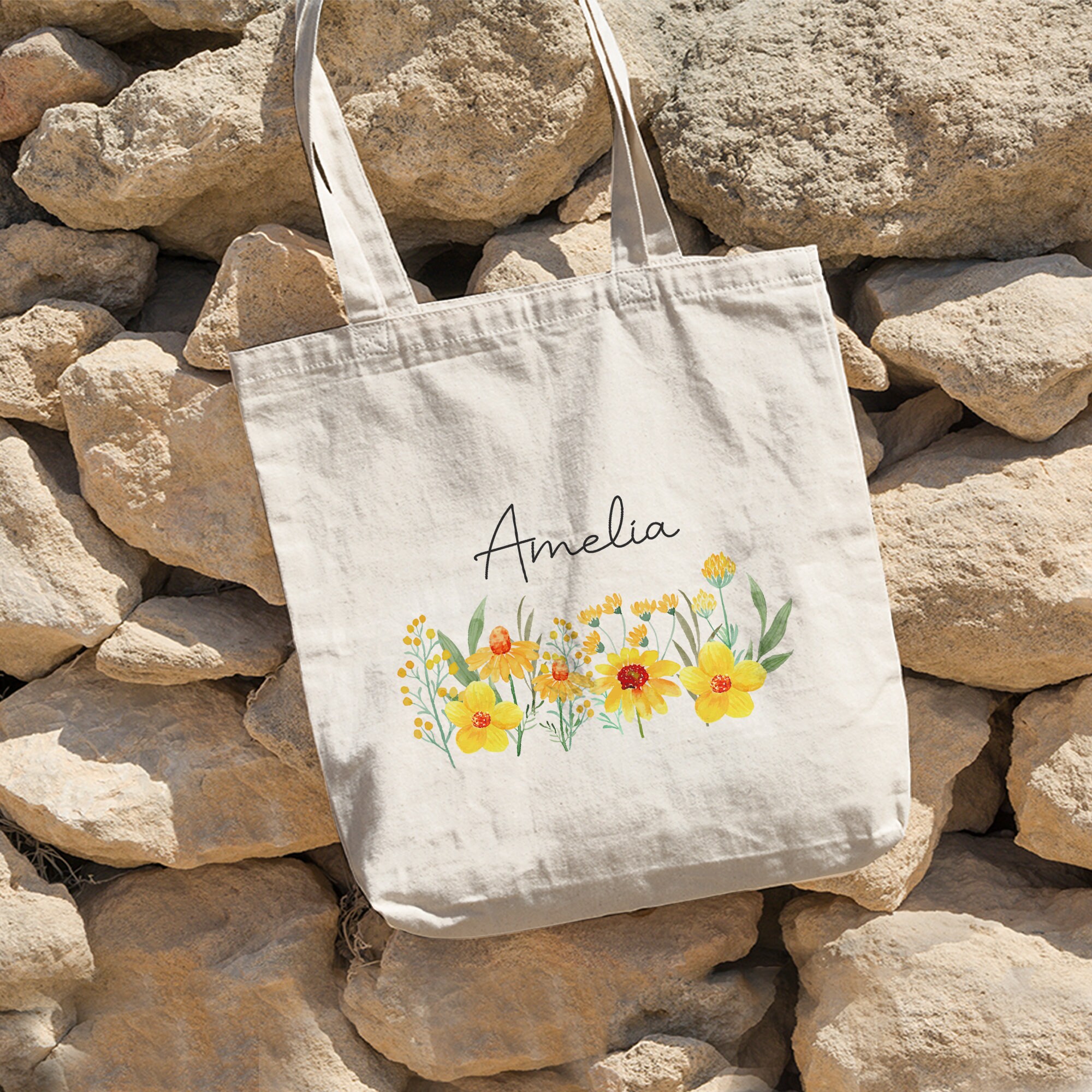 Wildflower Tote Bag, Personalized Tote Bag Christmas Gift Bachelorette Party, Bridesmaid gifts,Maid of Honor Wedding gifts,Gift for Mother