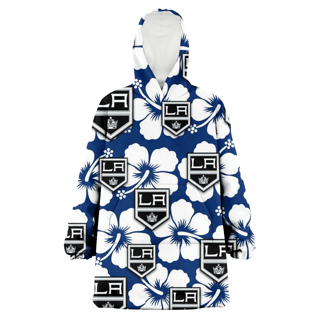 Los Angeles Kings Modern White Hibiscus Navy Background 3D Printed Hoodie Blanket Snug Hoodie