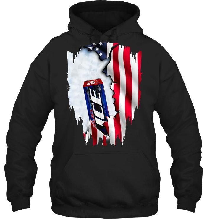 Bud Ice Ripped American Flag Hoodie  &hellip;