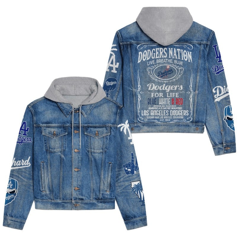 Los Angeles Dodgers MLB Team Logo & Motto v3 3D Denim Jacket