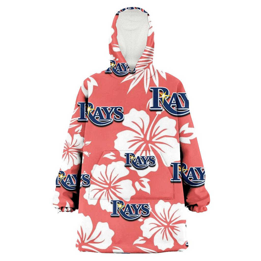 Tampa Bay Rays White Hibiscus Salmon Background 3D Printed Hoodie Blanket Snug Hoodie