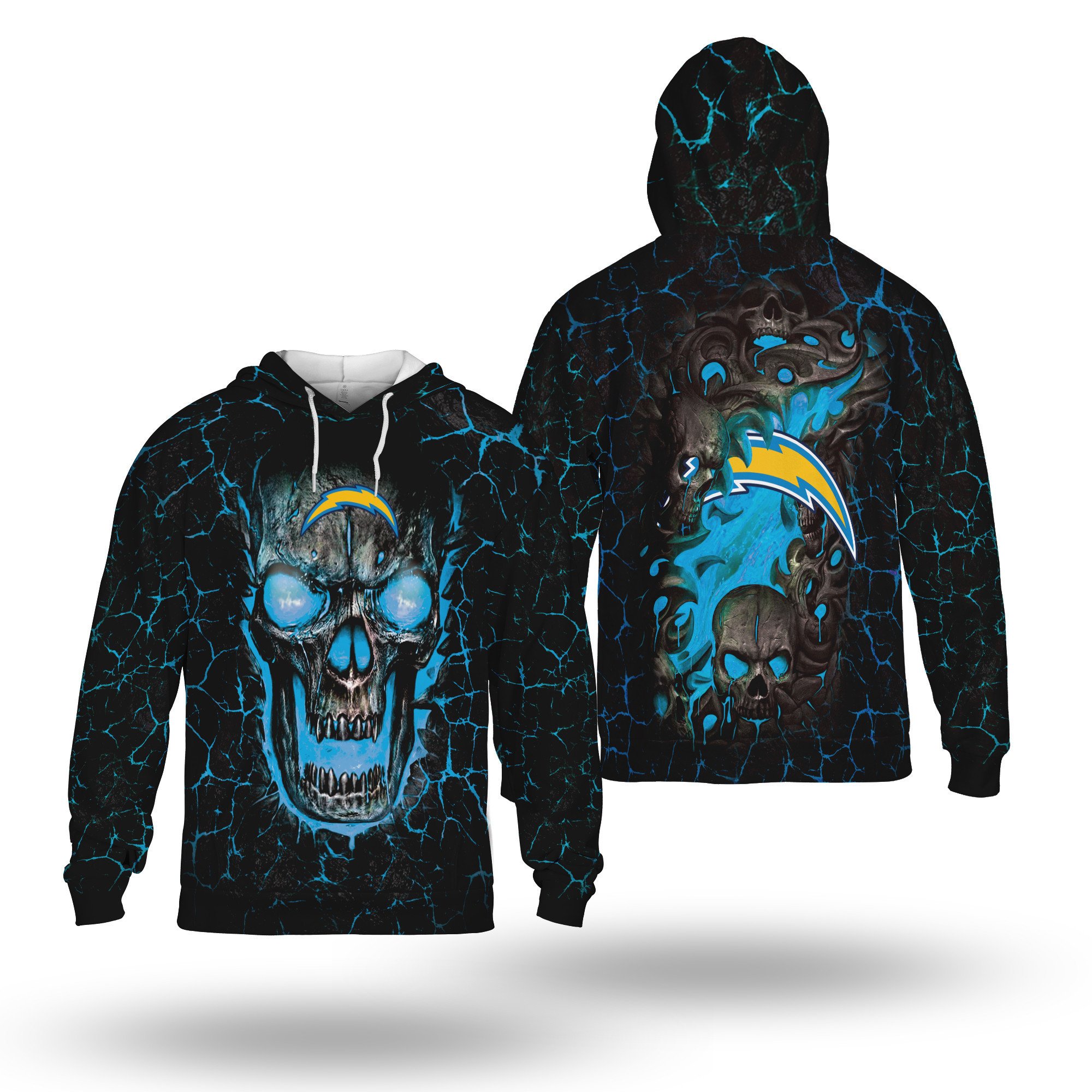 Sport-Team Los Angeles Chargers Skull Black Pullover Hoodie Aop Shirt