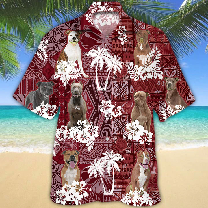 Pitbull Hawaiian Shirt, Gift For Dog Lover Shirts, Men’S Hawaiian Shirt, Summer Hawaiian Aloha Shirt