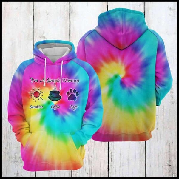 Dog Coffee Tie Dye 3D Printed Hoodie …
