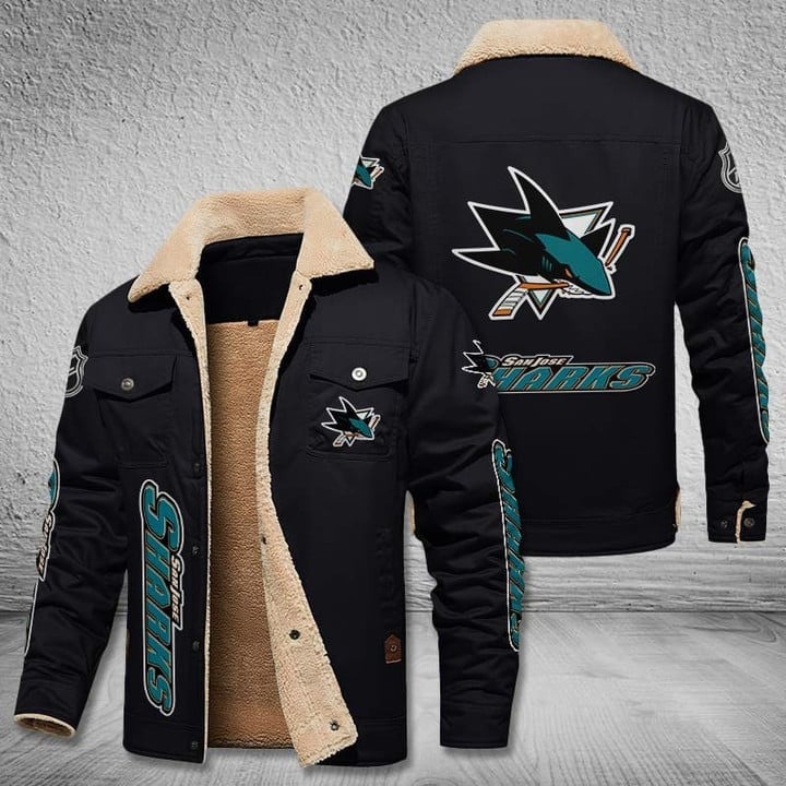 San Jose Sharks Team Name And Logo NHL Stand Collar Jacket