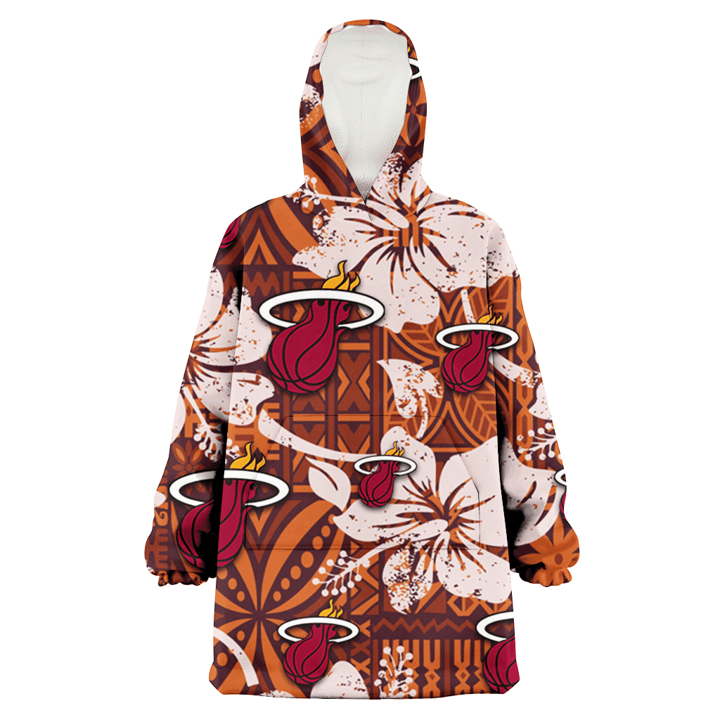 Miami Heat Bisque Hibiscus Brown Pattern 3D Printed Hoodie Blanket Snug Hoodie