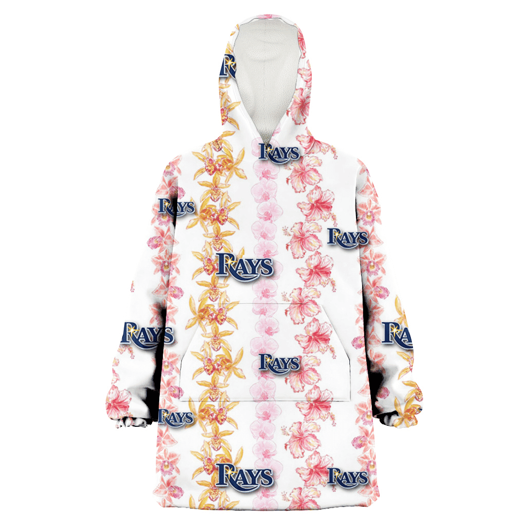 Tampa Bay Rays Pink Hibiscus Yellow Pink Orchid White Background 3D Printed Hoodie Blanket Snug Hoodie