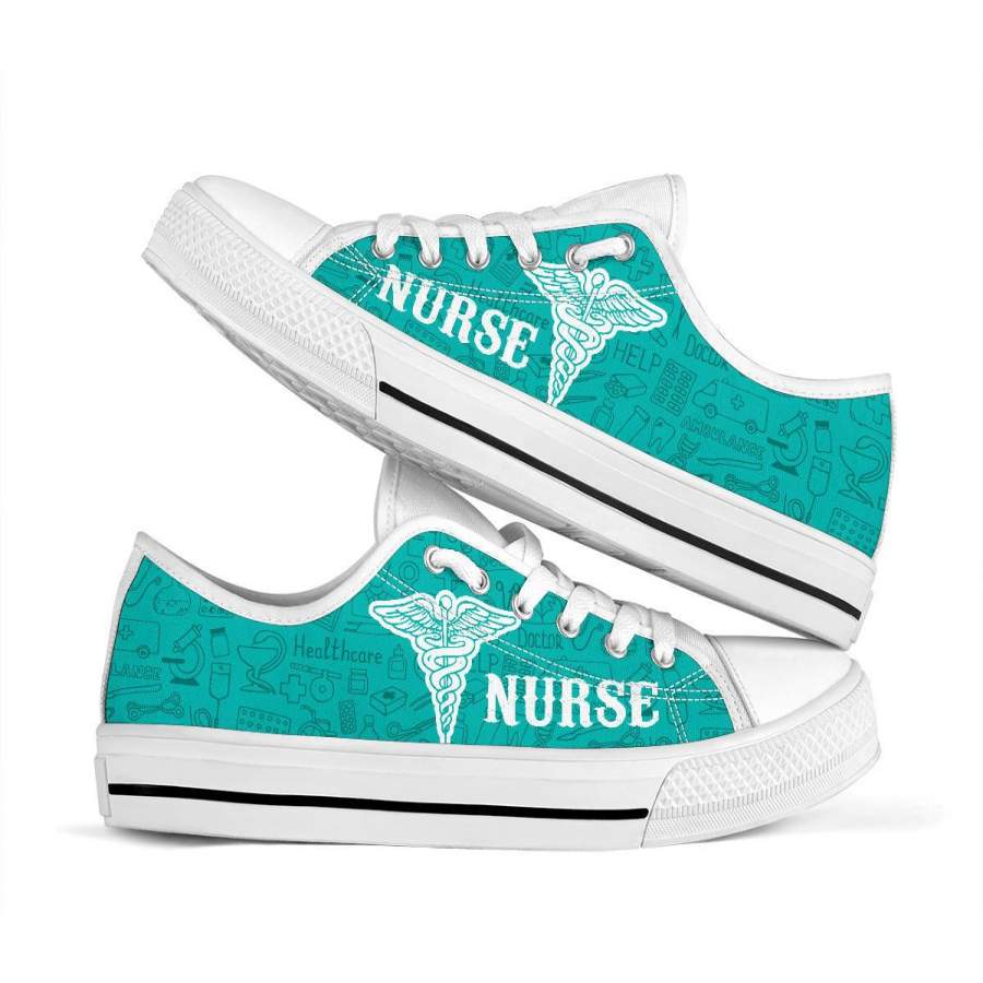 Teal Nurse Medical Icons Low Top Sho &hellip;