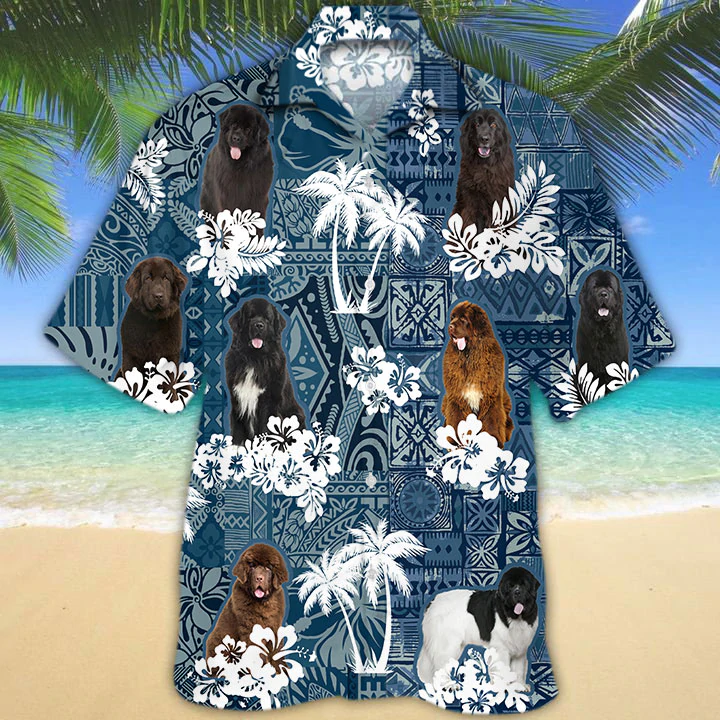 Summer Newfoundland Hawaiian Shirt, Flower Dog Short Sleeve Hawaiian Aloha Shirt For Men, Women, Gift For Summer