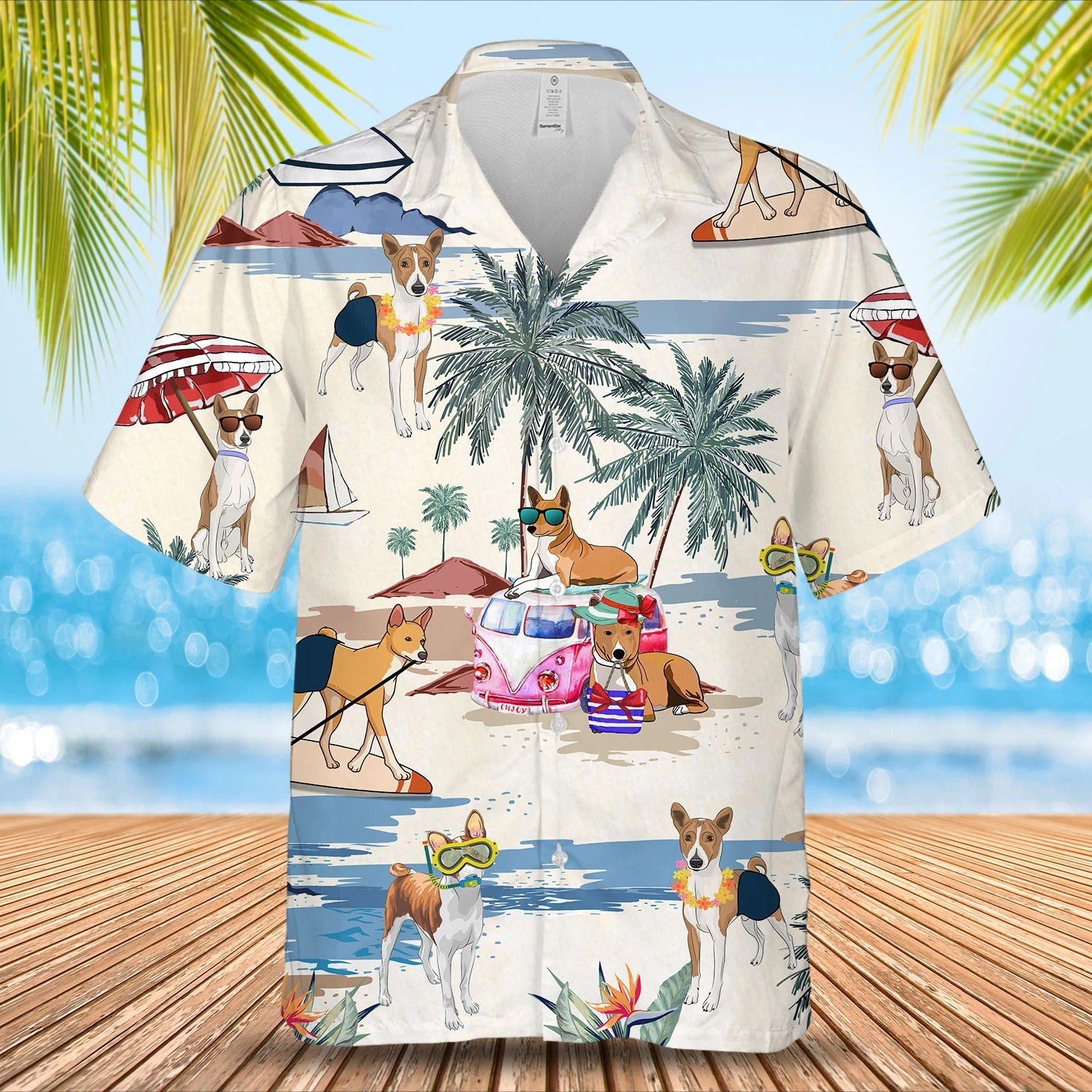 Basenji Summer Beach Hawaiian Shirt, Summer Dog On The Beach  In Hawaii Aloha Shirts