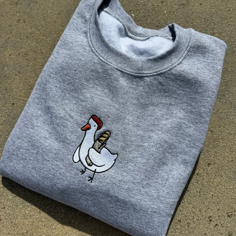 Embroidered French Goose Sweatshirt, Funny Sweater, Goose Sweater