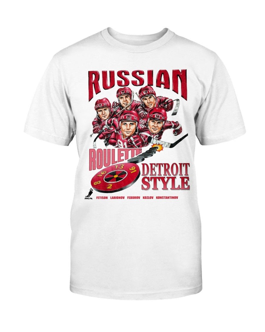 Vintage Detroit Red Wings Russian Five Caricature 90S T Shirt 062821