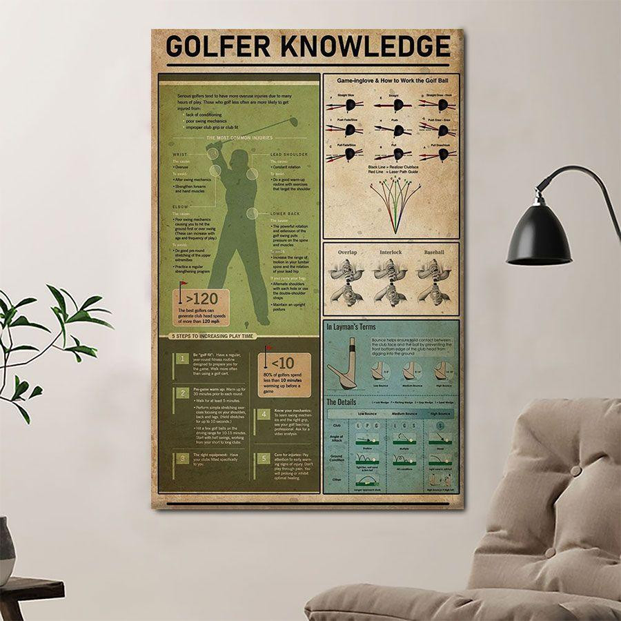 Golfer Knowledge Poster Canvas Home D  cor Gifts For Men Women