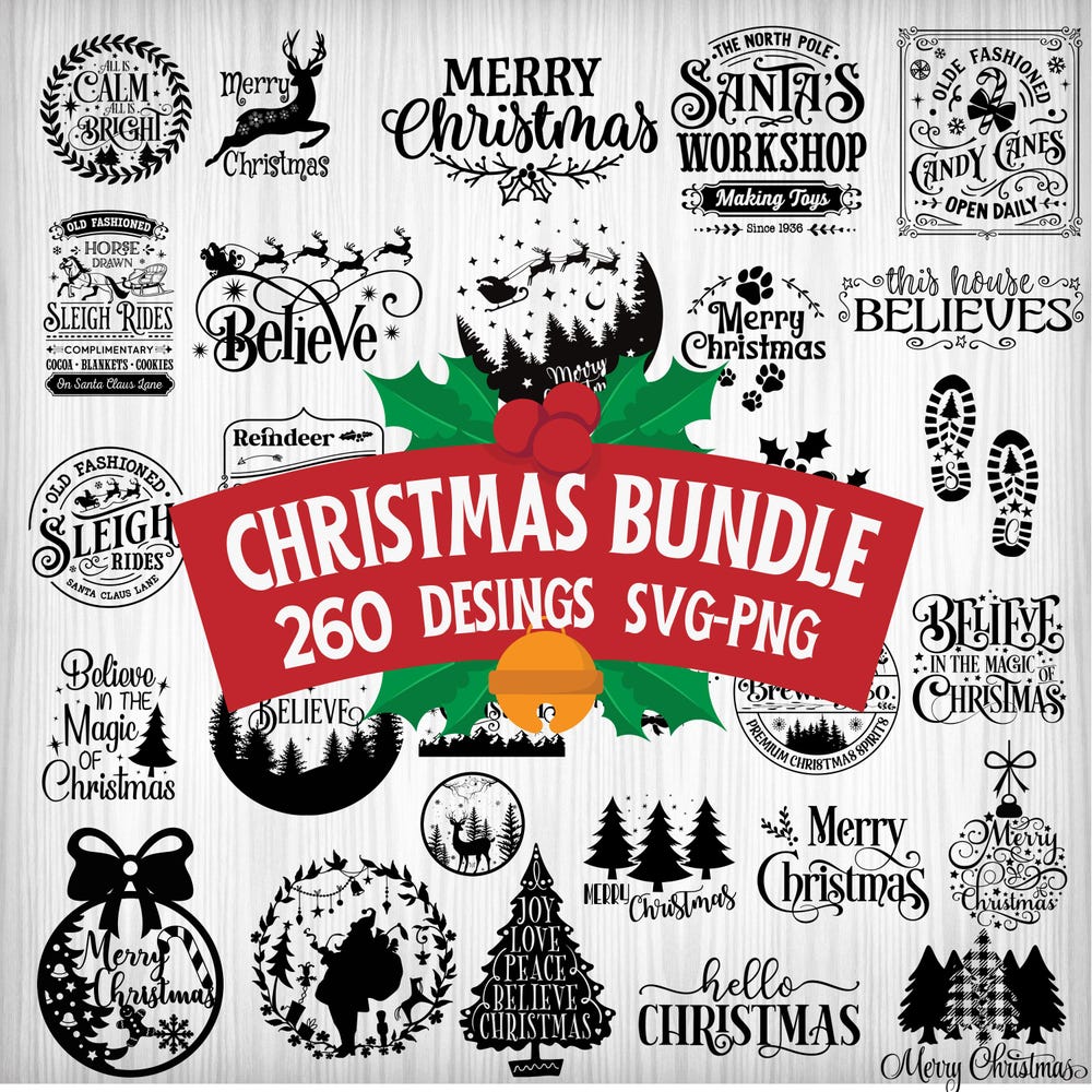 260 Christmas Svg Bundle, Winter Svg, Santa Svg, Holiday, Merry Christmas, Christmas Bundle, Funny Christmas Shirt, Cut File Cricut Wear Art, Own The Look