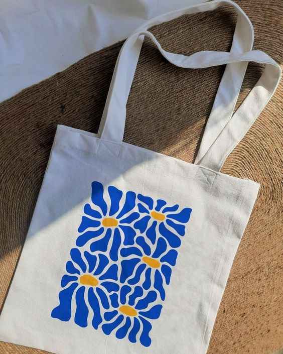 Flower Pattern Tote Bag, Canvas Tote Bags, Tote Bag Design, Tote Bag Idea