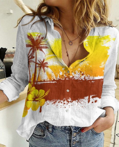 Love Hawaii -Zcl139 Linen Shirt Qdh
