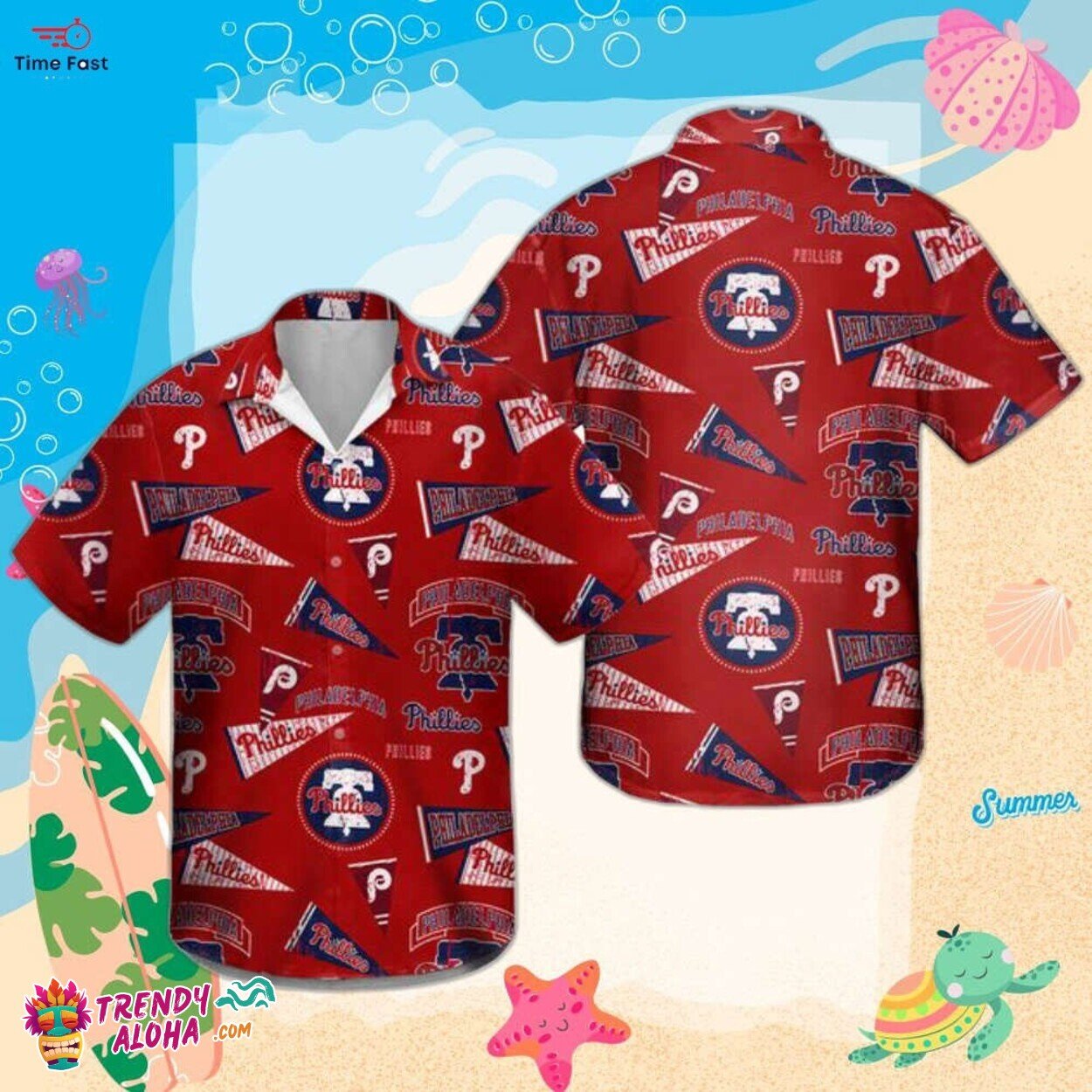 Retro Philadelphia Phillies Hawaiian Summer Vacation Shirt Unique