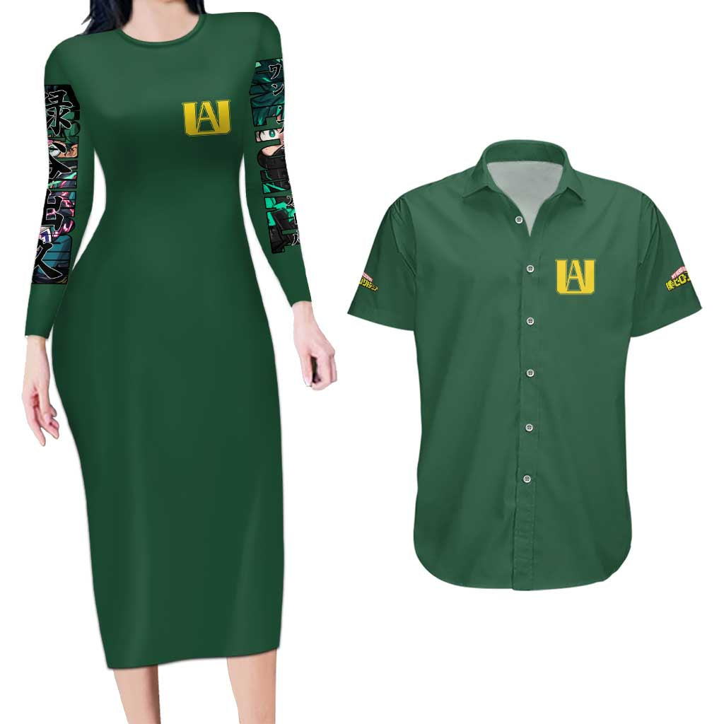 Protees - Comfortable Long Sleeve - Midoriya Izuku My Hero Academia Couples Matching Long Sleeve Bodycon Dress And Hawaiian Shirt Anime Style Ts04