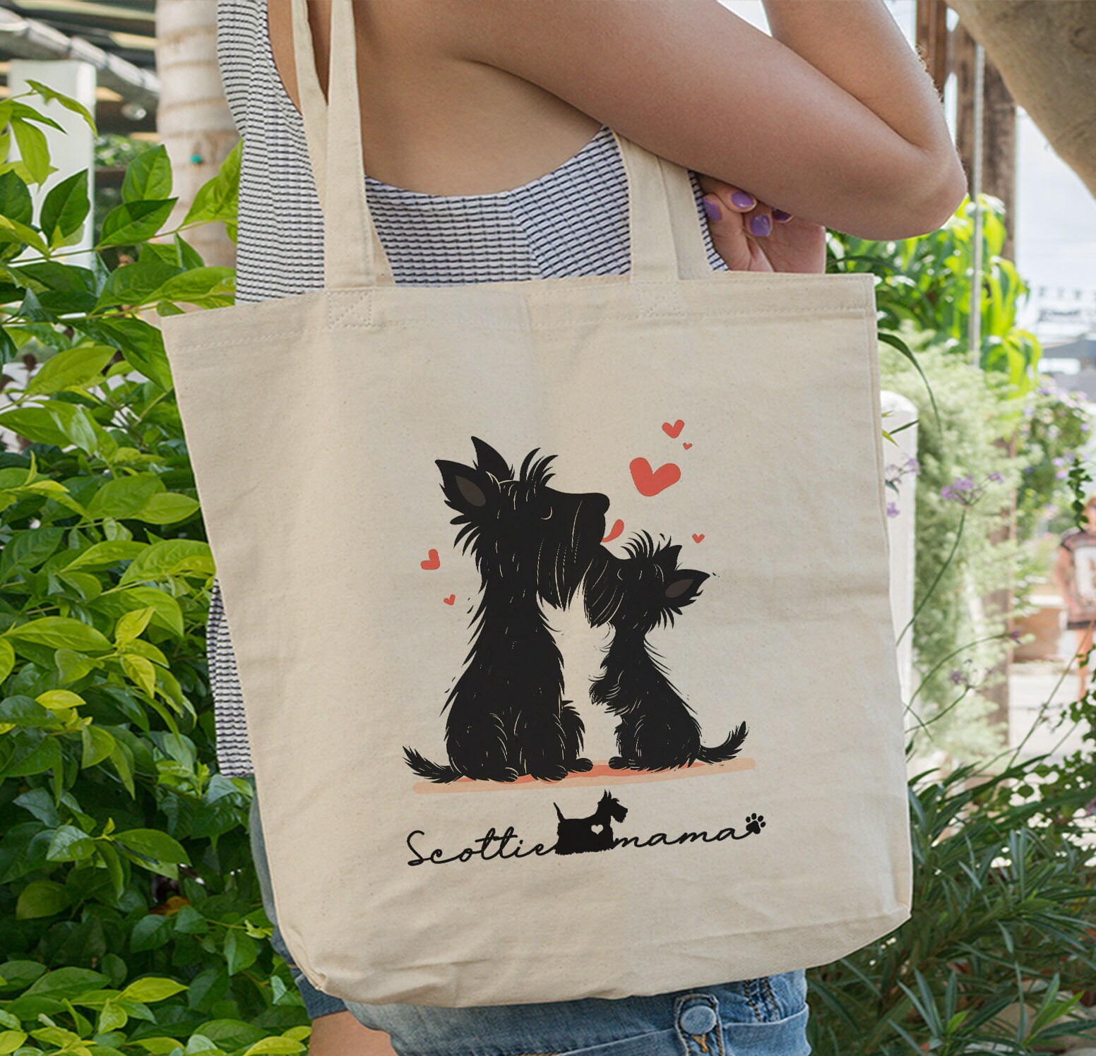 Cute Scottish Terrier Tote Bag,Dog Mom Essentials Tote Bag,Dog Mom Tote Bag, Scottie Love Mama Tote Bag For Dog Lover Gift For Dog Mom Gifts