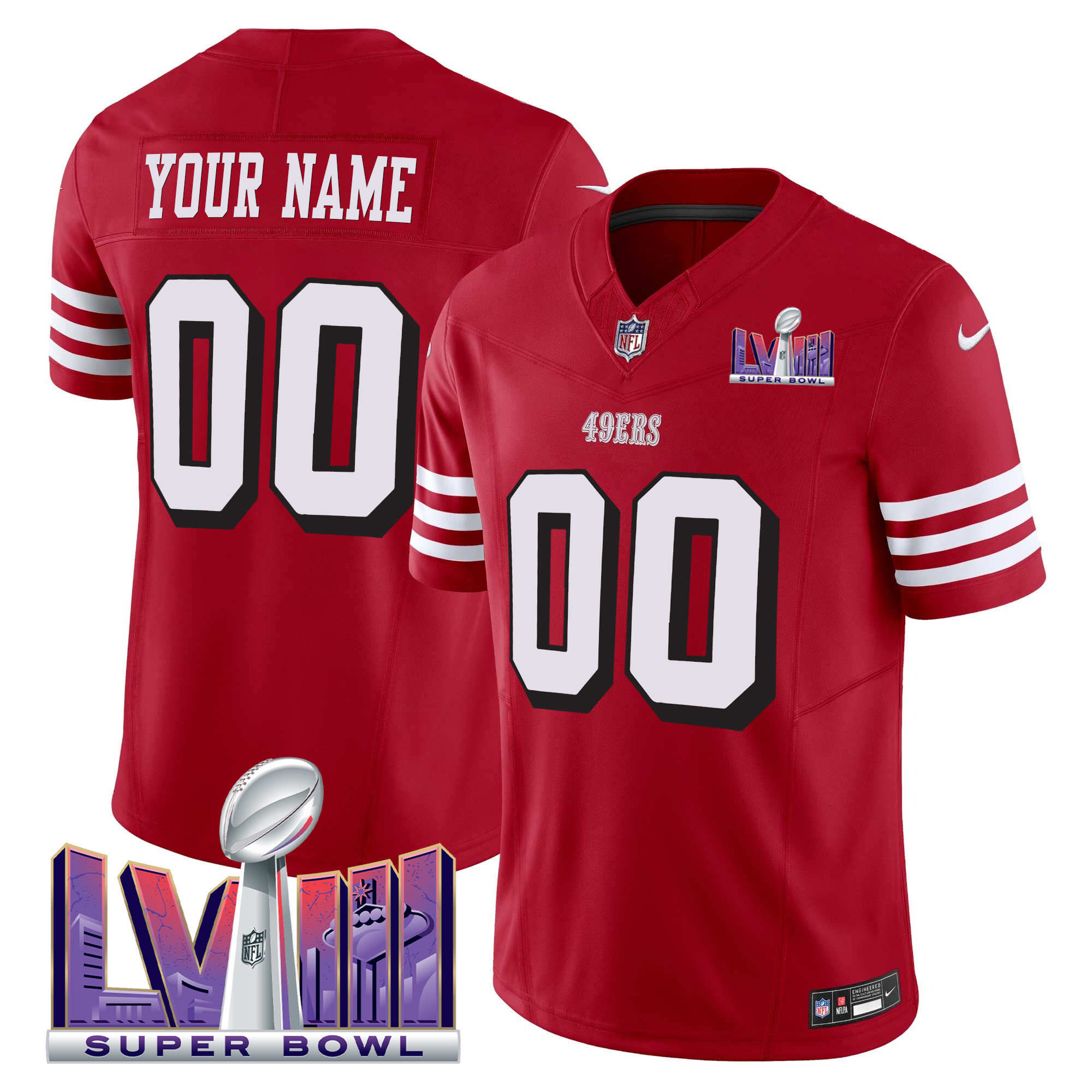 49Ers Super Bowl Lviii Patch Vapor Limited Custom Jersey V2 – All Stitched