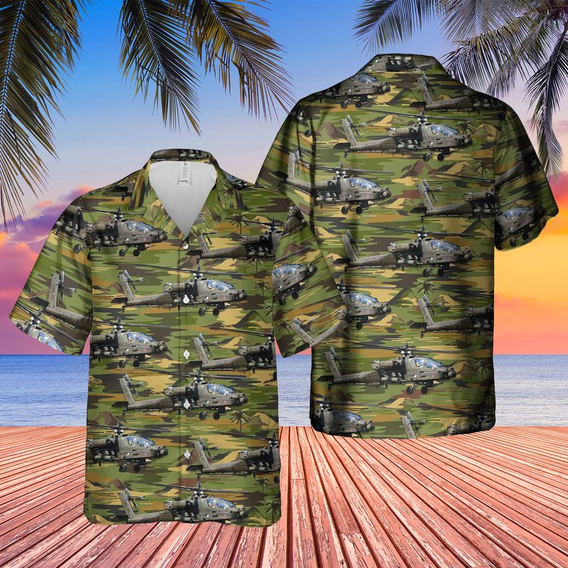 Us Army Boeing Ah-64D Apache Hawaiian Shirt