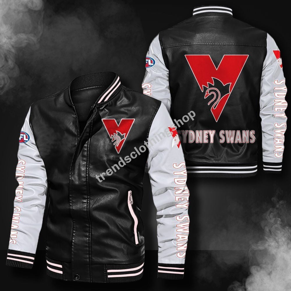 Sydney Swans Leather Varsity Jacket Bomber Coat