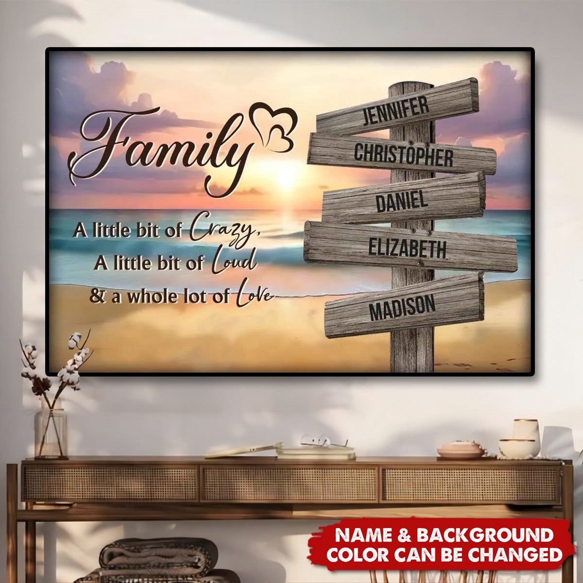 Personalized Family Street Sign Beach Landscape Poster -Home Decor