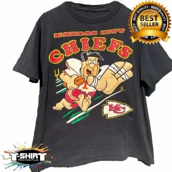 Vintage 90S Kansas City Chiefs Fred Flintstone Shirt American Sport Shirt