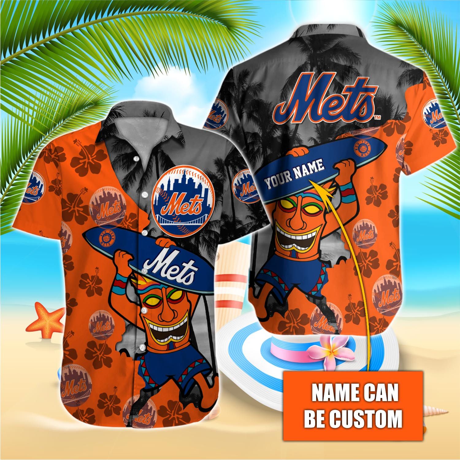 New York Mets Customizable Name Tropical Shirt