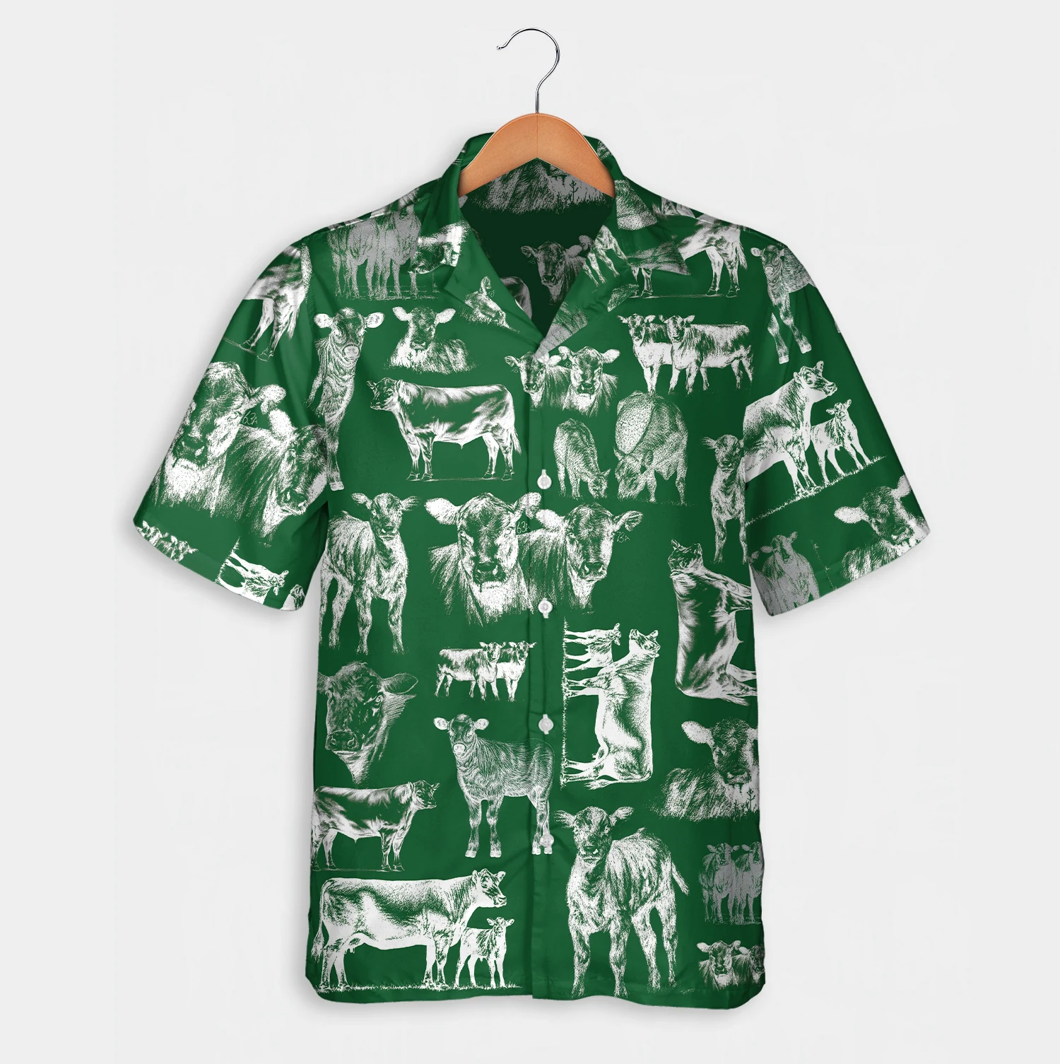 Cattle Pattern Blue, Red, Green Hawaiian Shirt, Summer Gift,  Short Sleeve Aloha Beach Shirt