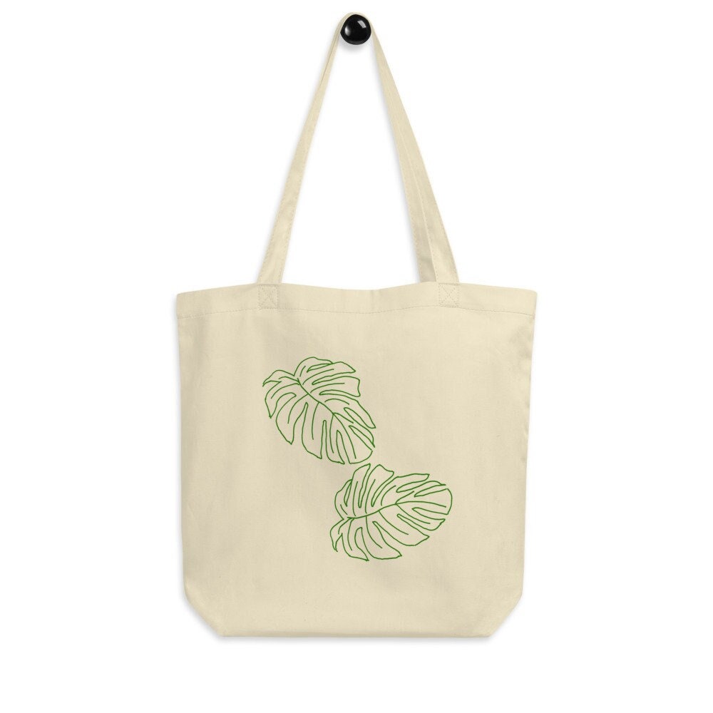 Monstera Leaf Eco Tote Bag-Monstera Leaf Canvas Tote Bag, Gardener Gift, Plant Tote Bag, Palm Leaf Tote Bag, Gardening Tote Bag, Plant Lover