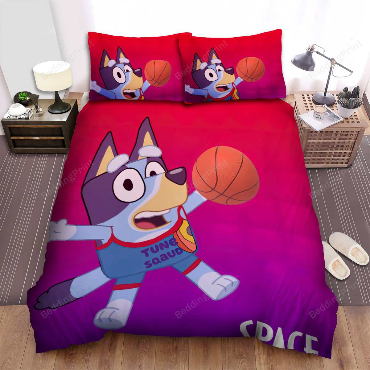 Bluey In Space Jam Poster Bed Sheets Spread Duvet Cover Bedding Sets New Fashion