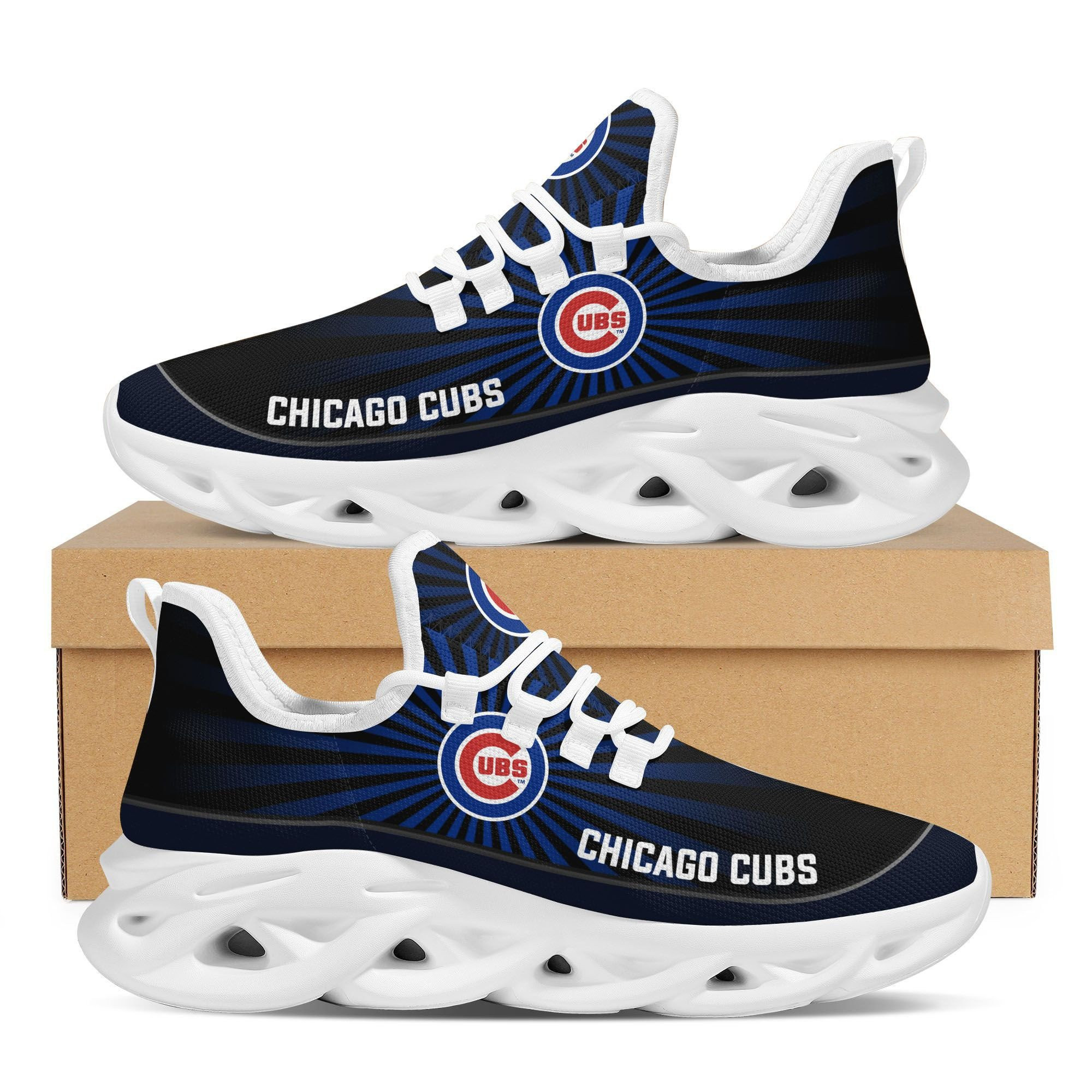 Chicago Cubs Baseball Light Flashes Design Max Soul Clunky Shoes Sneakers