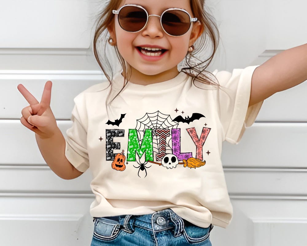 Personalized Halloween Name Kid Shirt, Kids Halloween Shirt, Custom Halloween Shirt, Custom Name Shirt, Kid Name Halloween Letter Shirt Gifts For Family By Miosama