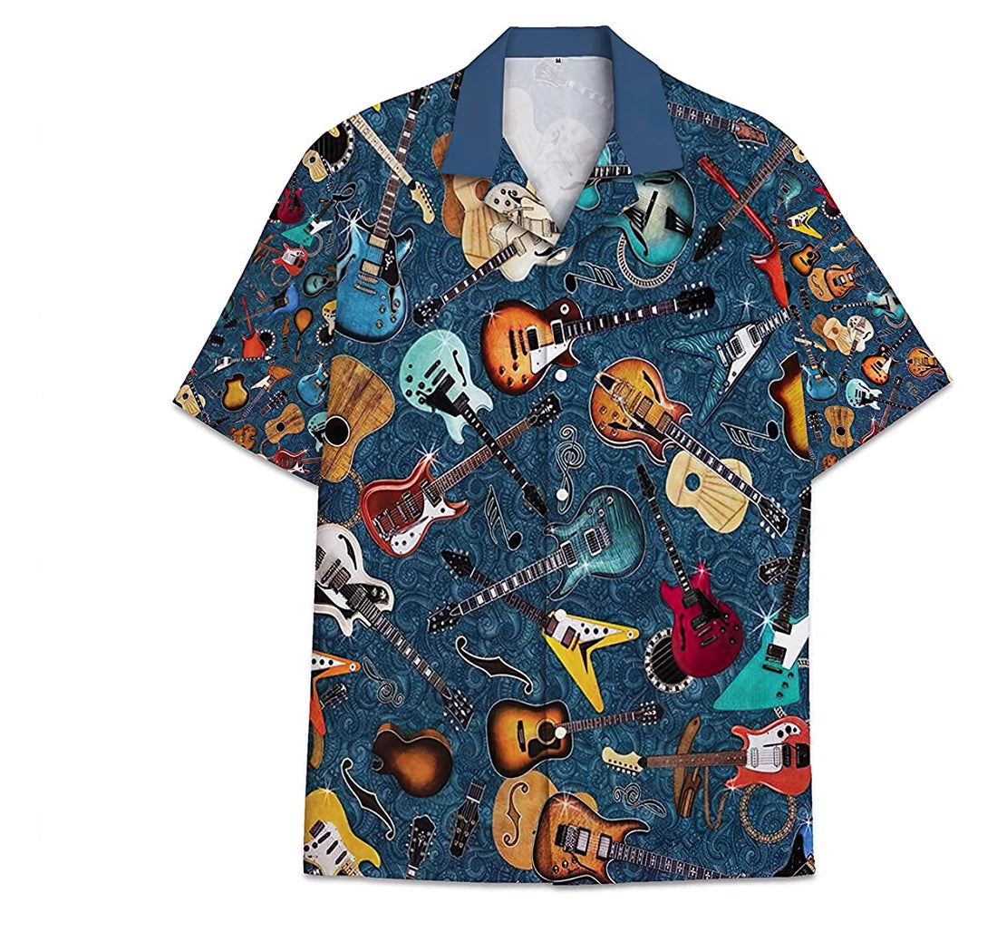 Guitar Pattern Short Tall Women Hawaiian Shirt