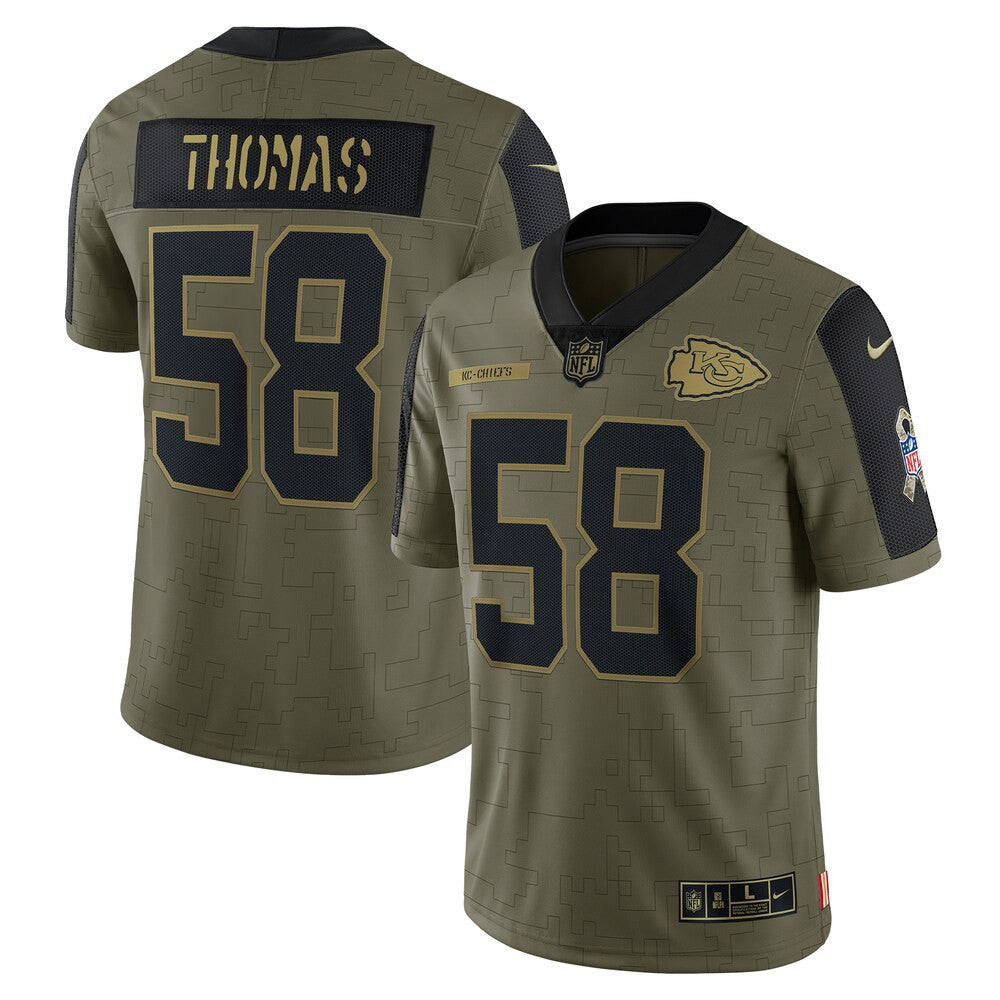 Men’S Kansas City Chiefs Derrick Thomas Nike Olive 2021 Salute To Service Retired Player Limited Jersey