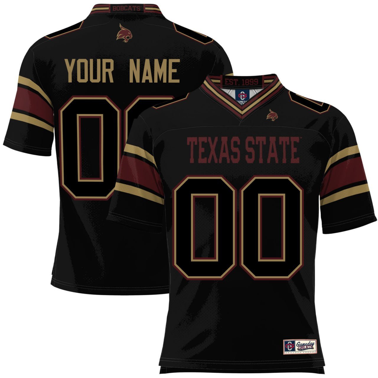 Texas State Bobcats Football Black Custom Jersey – All Stitched