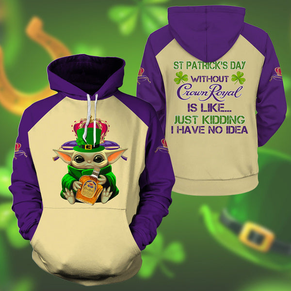 Yoda Crown Royal St Patrick Day Hoodie