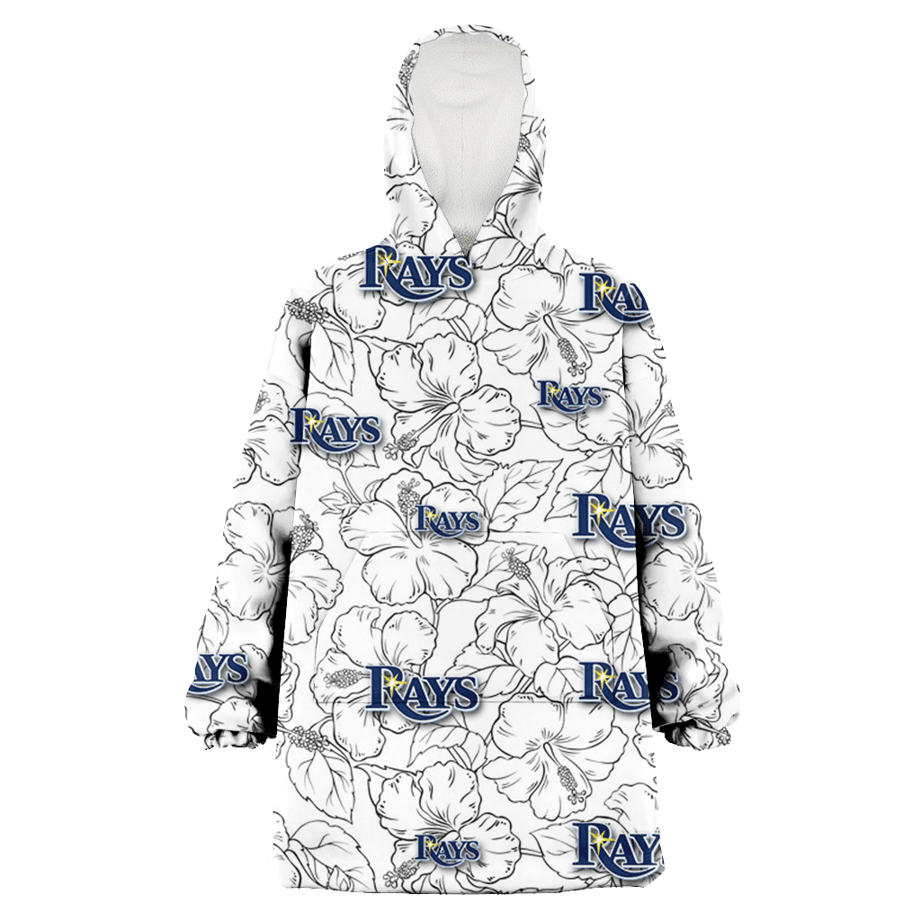 Tampa Bay Rays White Sketch Hibiscus Pattern White Background 3D Printed Hoodie Blanket Snug Hoodie