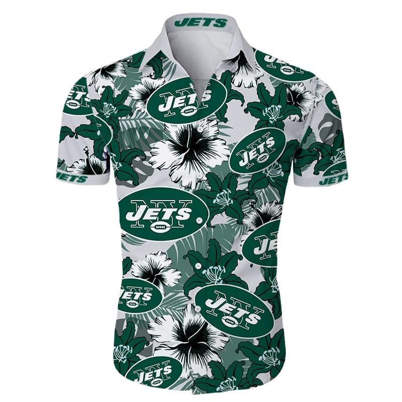 New York Jets Tropical Flower Hawaiian Shirt