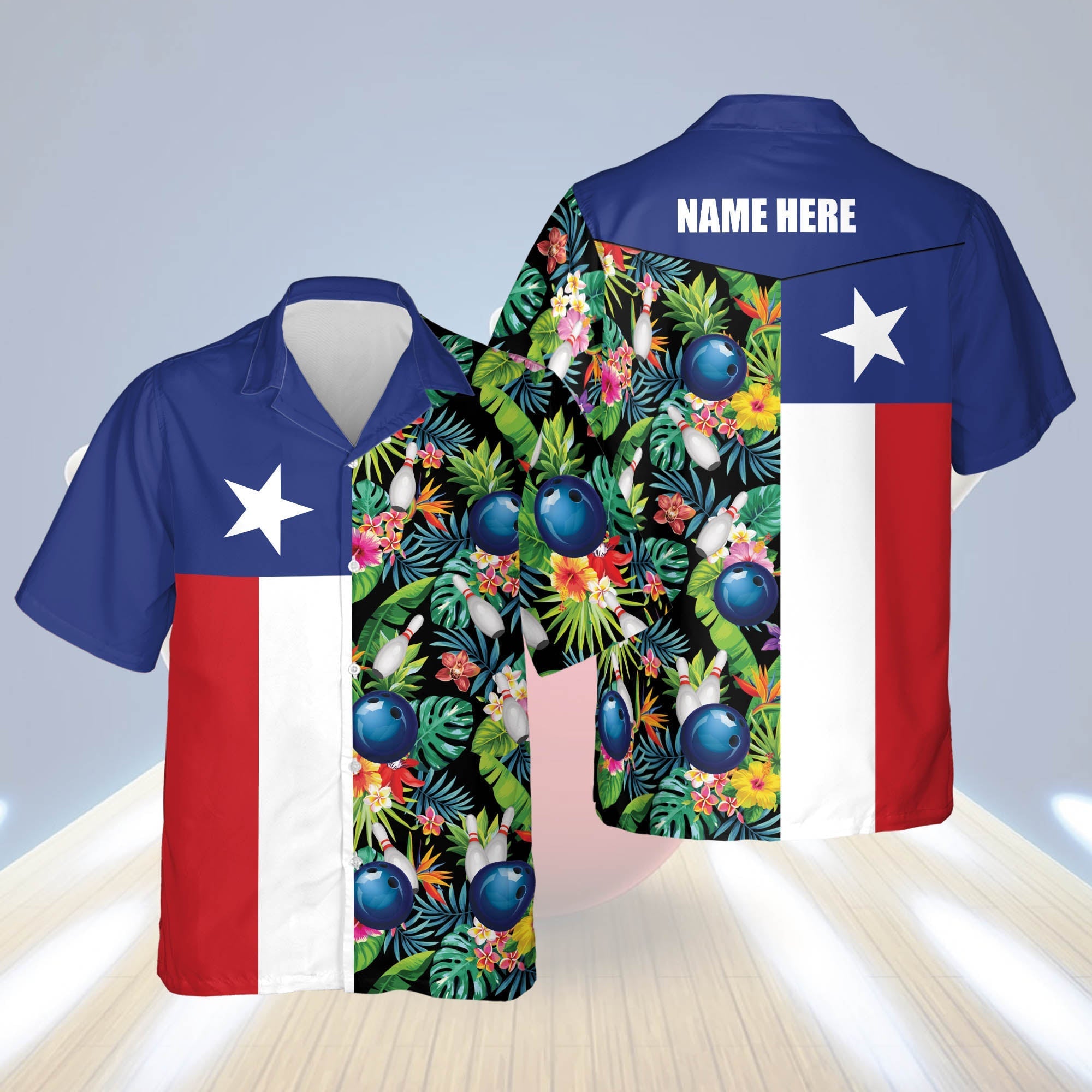 Usa Texas Bowling Flag Shirt Tropical Hawaiian Shirt, Bowling Hawaiian Shirt For Men