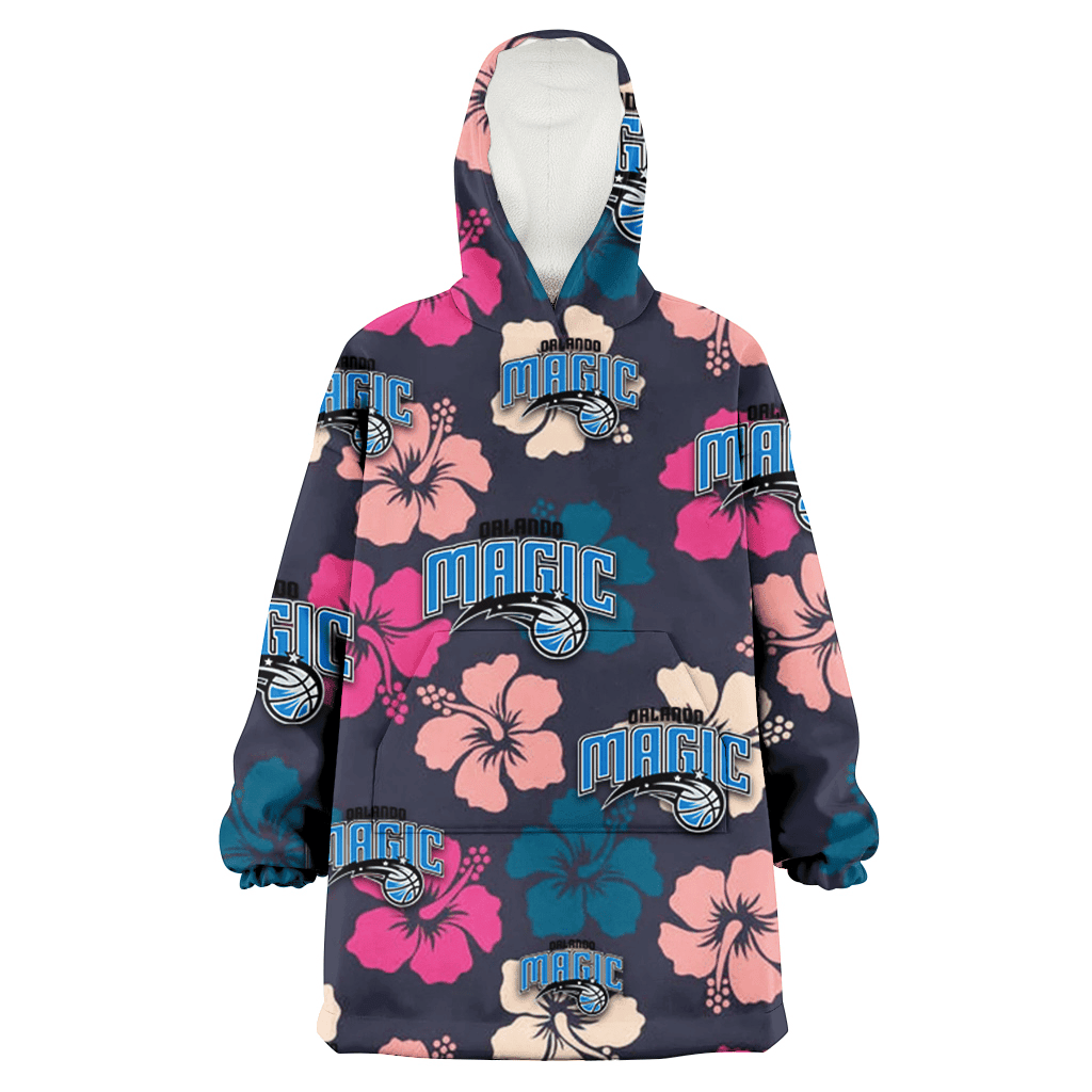 Orlando Magic Colorful Hibiscus Black Background 3D Printed Hoodie Blanket Snug Hoodie