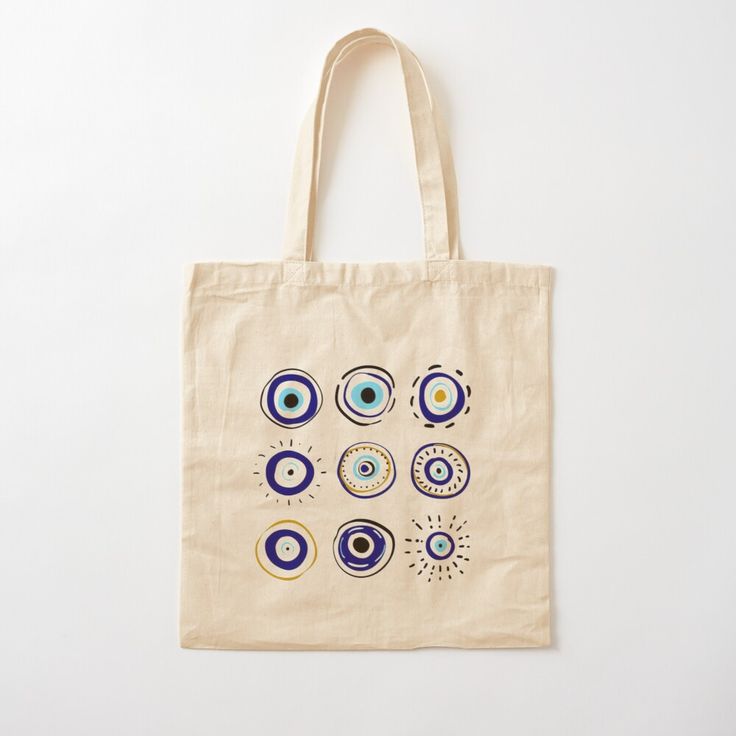 Greek Eye For Protection, With A Perfect Designer Cotton Tote Bag by Paradise Of Colors, Best Tote Bags Ideas, Cute Tote Bags Ideas, Tote Bag Design Ideas, Girls Tote Bag, Best Canvas Tote Bags Ideas