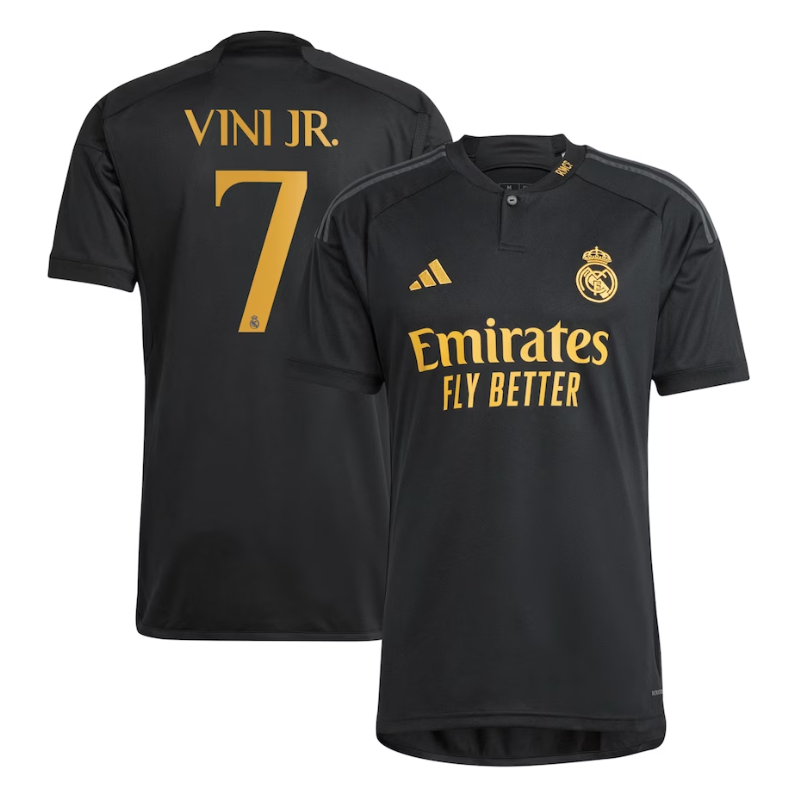 Vini Jr. Real Madrid Adidas 2023/24 Third Player Jersey – Black