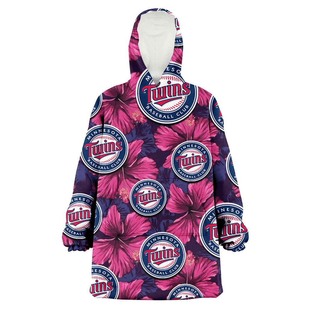 Minnesota Twins Plum Vilolet Hibiscus Dark Navy Leaf Black 3D Printed Hoodie Blanket Snug Hoodie