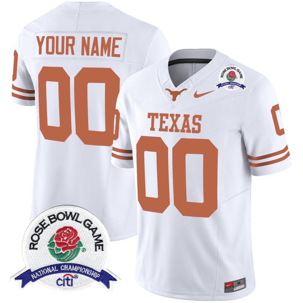 Texas Longhorns White Custom 2006 Rose Bowl Patch Jersey – All Stitched