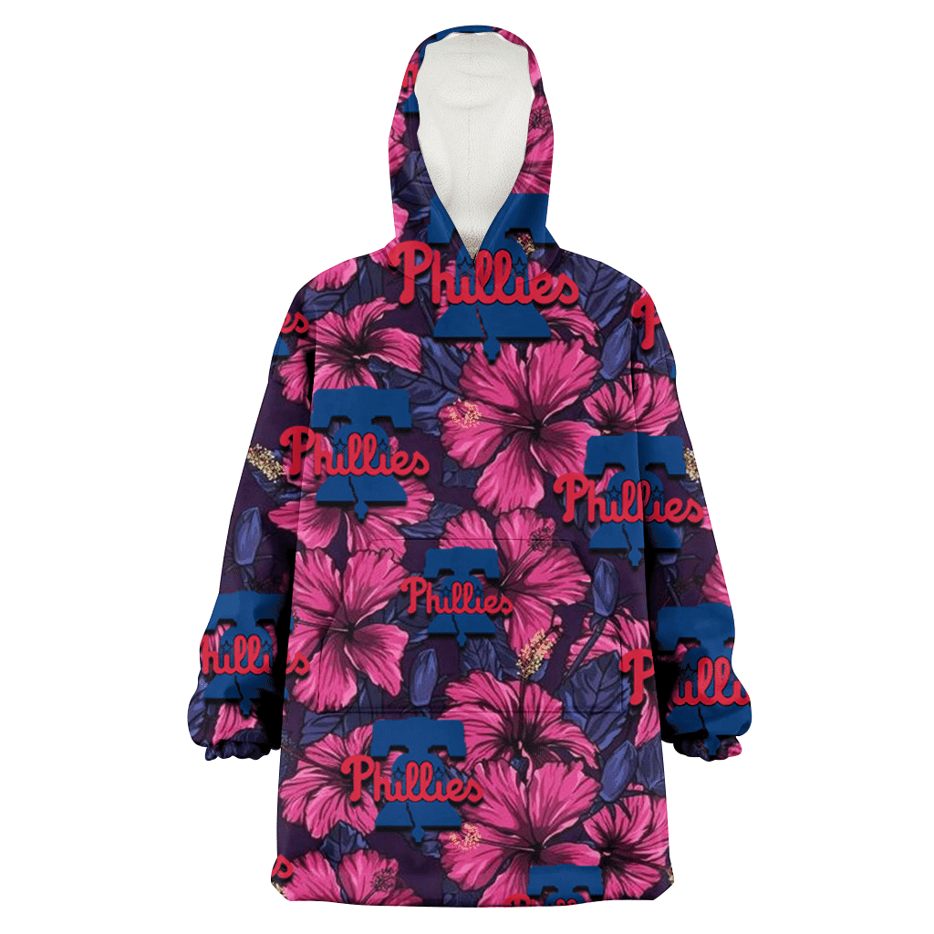 Philadelphia Phillies Violet Red Blue Leaf Black Background 3D Printed Hoodie Blanket Snug Hoodie