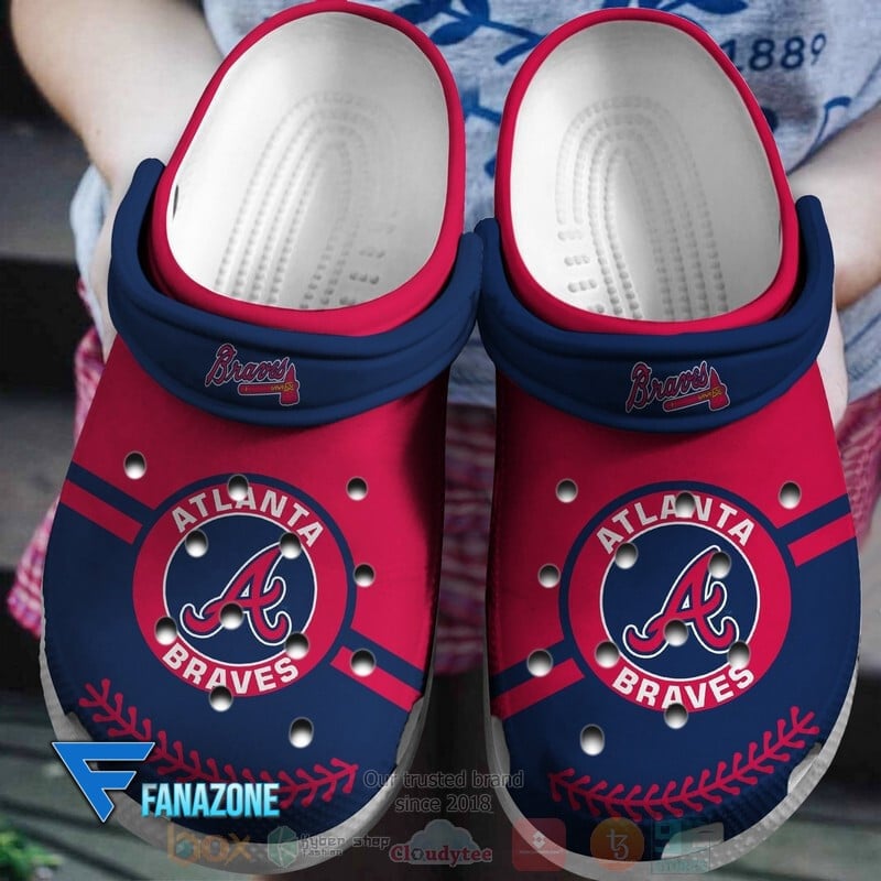 Atlanta Braves Logo Baseball MLB Red Navy Crocss Classic Clogs Shoes Ver289