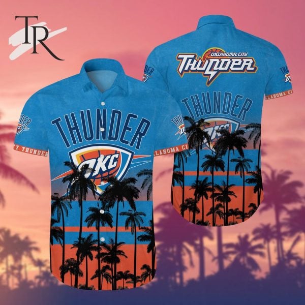 Nba Oklahoma City Thunder Tropical Palm Trees Pattern Team Logo 3D Hawaiian Shirt