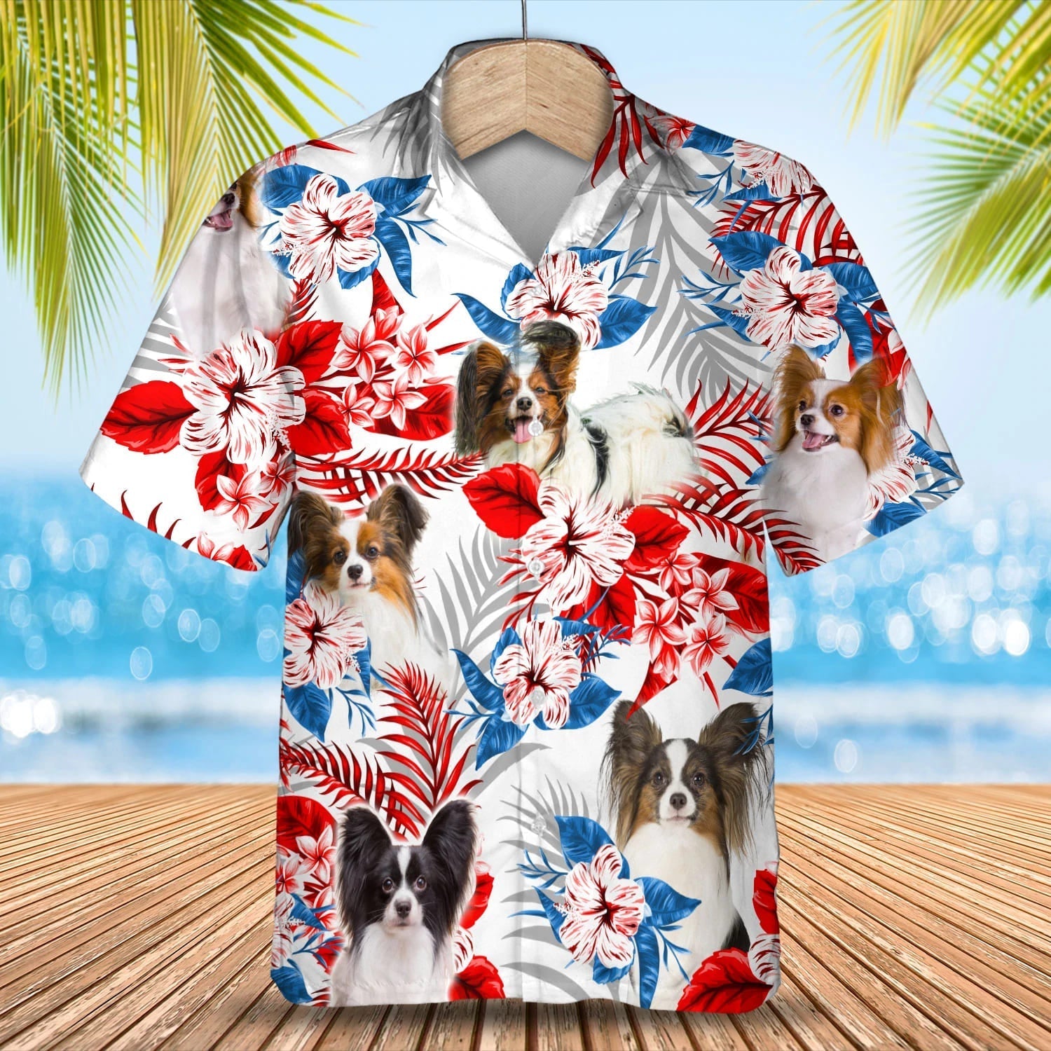 Papillon Flower American Flag Hawaiian Shirt, Summer Aloha Shirt, Men Hawaiian Shirt, Gift For Summer